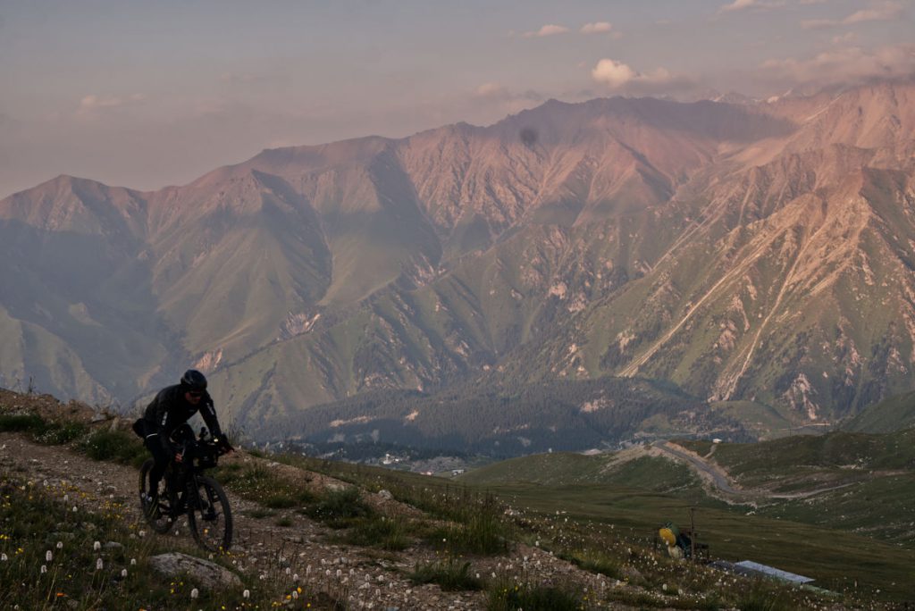 Riding on top of the mountains.