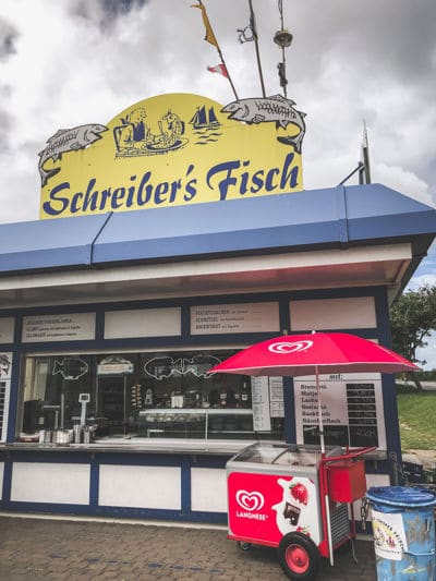 Eating fish rolls during the Rügen Orbit